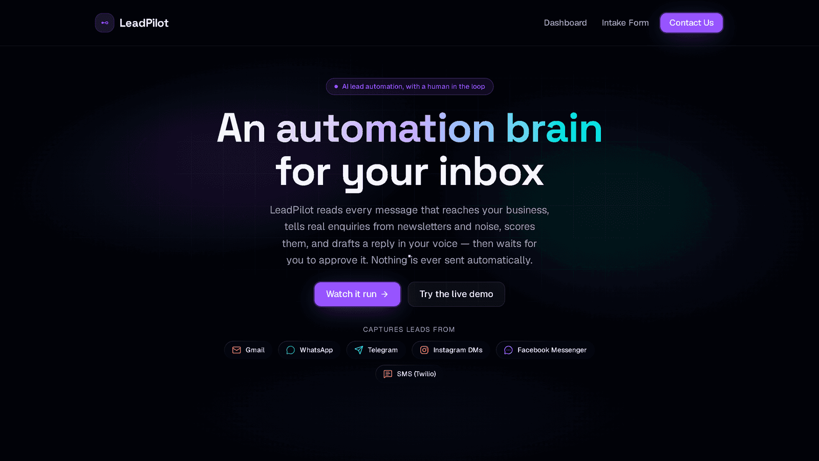 AI Content & Lead Management System - An AI content and lead management system. It creates channel-specific content, supports publishing, captures responses and leads, and helps surface next actions.